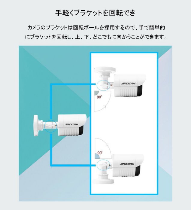 Saqicam 防犯カメラセット 監視カメラ AHD 1080Pカメラ4台 8チャンネルDVR 暗視カメラ 赤外線 録画 屋外 屋内 防水 モーションセンサー ベビーモニター セキュリティ 増設可能