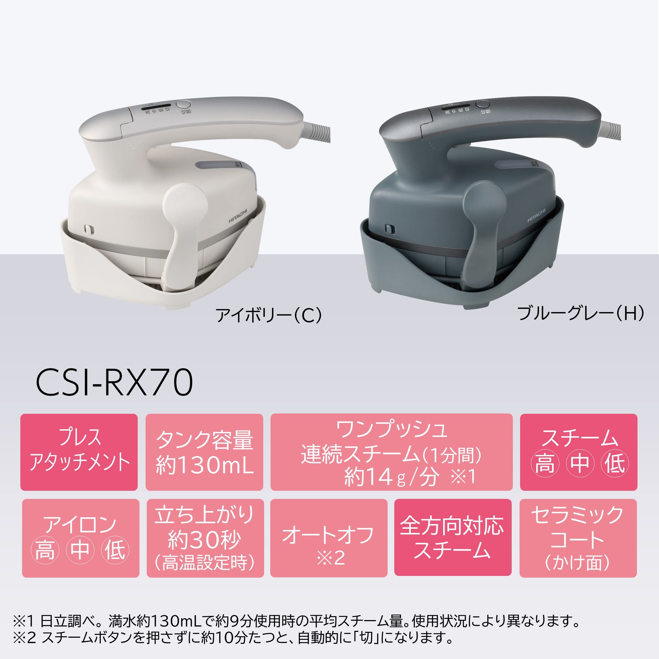 日立 衣類スチーマー スチームアイロン CSI-RX70 C アイボリー