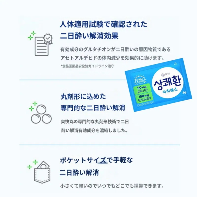 [3gx10包x4個]Easy Tomorrow /爽快丸 二日酔い予防サプリ サンケファン/ 飲酒前の新習慣 顆粒タイプ/手軽な ポケットサイズ