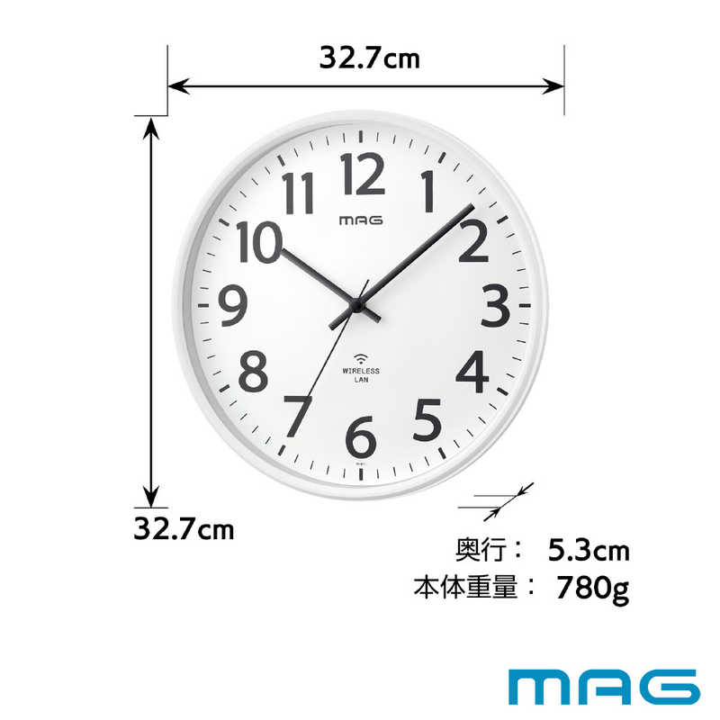 MAG　無線LANでネット接続し時刻を同期できる掛け時計 シグナルキーパー　W-811 WH-Z
