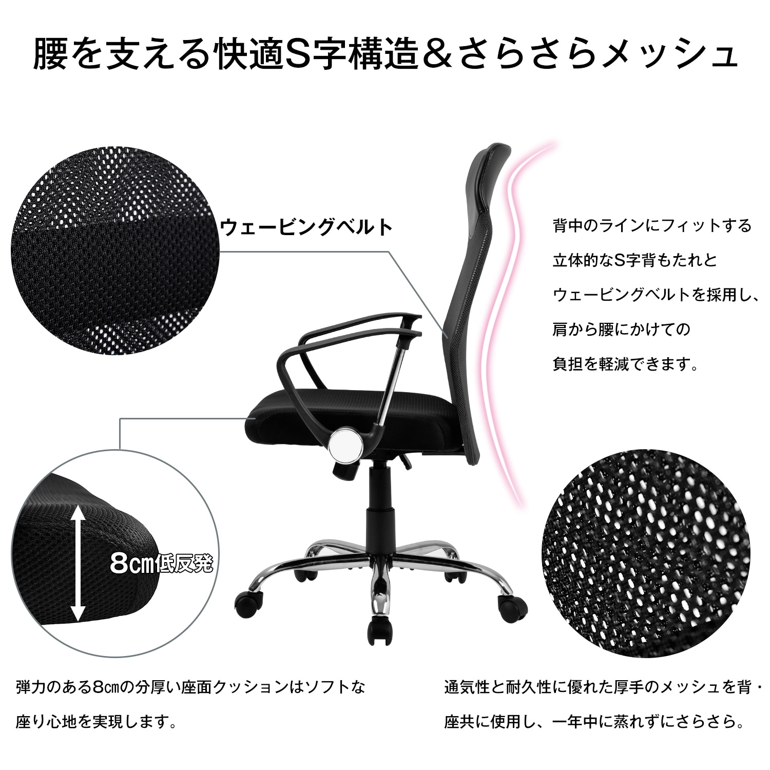616国内入荷済!!【ライトグレー】オフィスチェア メッシュ+PU ハイバック　大人気_14