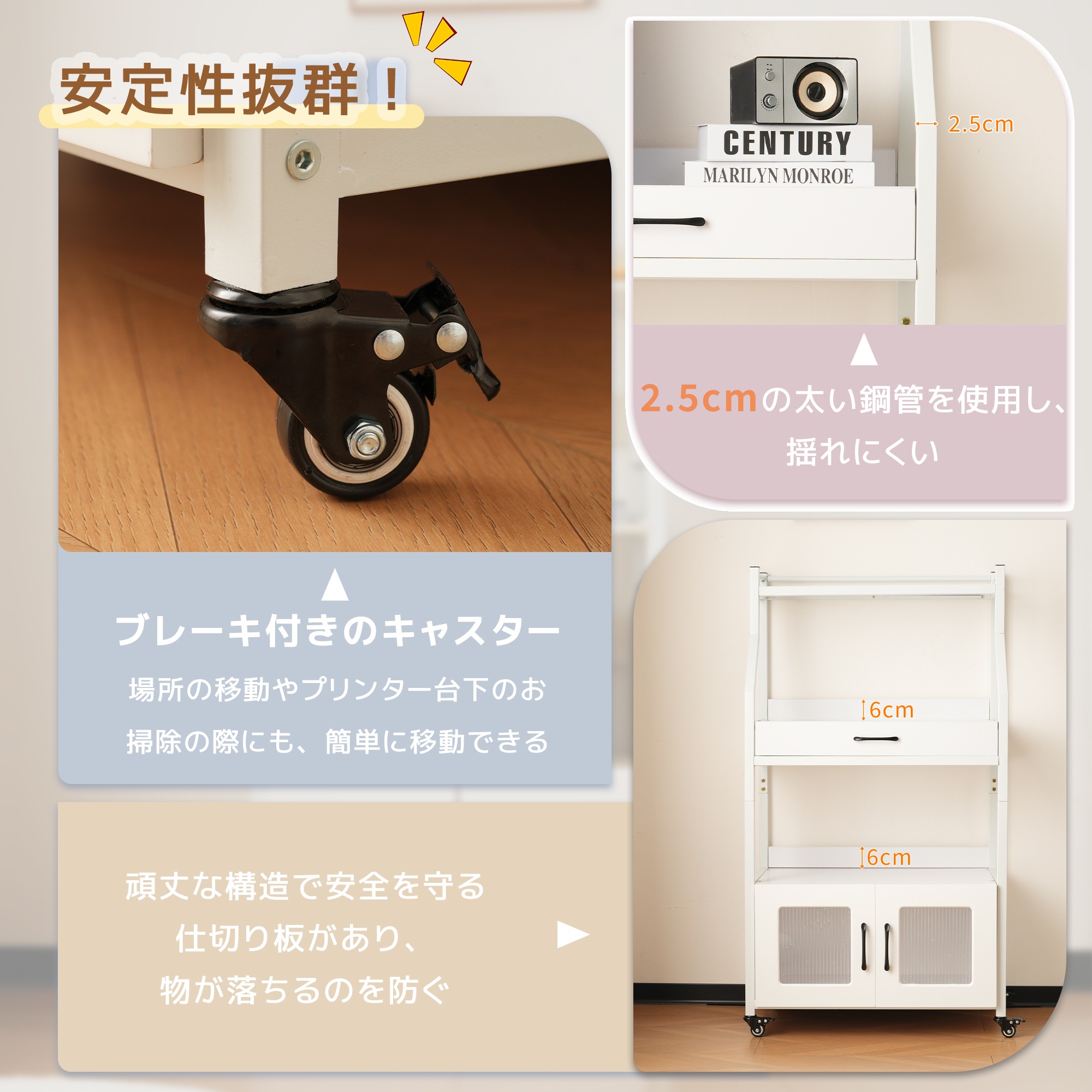 【国内出荷 - 3日配達】プリンター台 プリンターラック キャスター付き プリンター収納 大容量 デスク収納 木製 本ラック 収納ラック コンパクト 360回転ラック オフィス 部屋 収納用 コミック 【国内出荷 - 3日配達】プリンター台 プリンターラック キャスター付き プリンター収納 大容量 デスク収納 木製 本ラック 収納ラック コンパクト 360回転ラック オフィス 部屋 収納用 コミック