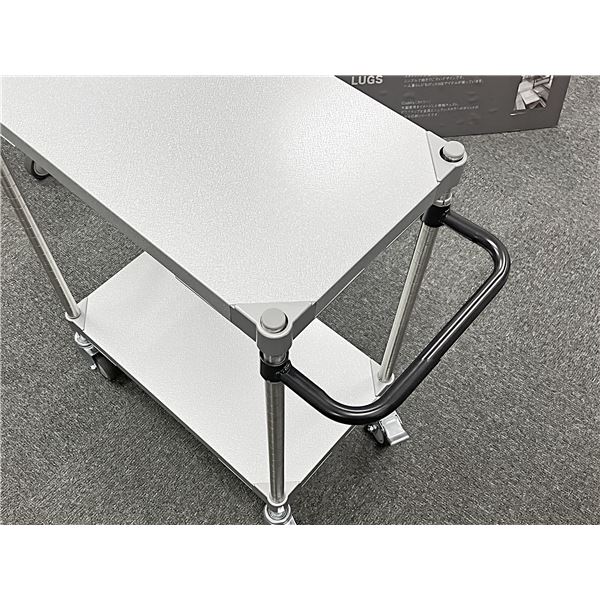 ガルバシェルフワゴン35×90cm 2段 ポール1200 取っ手付きBK ブラック 組立式