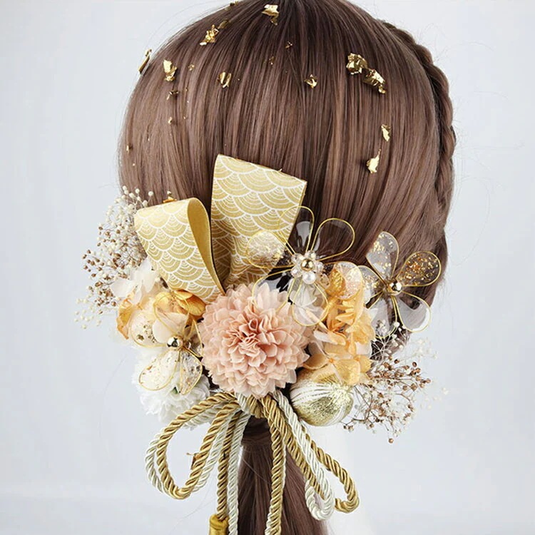 即日発送！15点セット髪飾り つまみ細工 造花 フリンジ ロープリボン Uピン 成人式 振袖 七五三 お花髪飾り 和装 着物 浴衣 髪留め 髪かざり 袴 かんざし 卒業式 入学式 卒園式 入園式_4