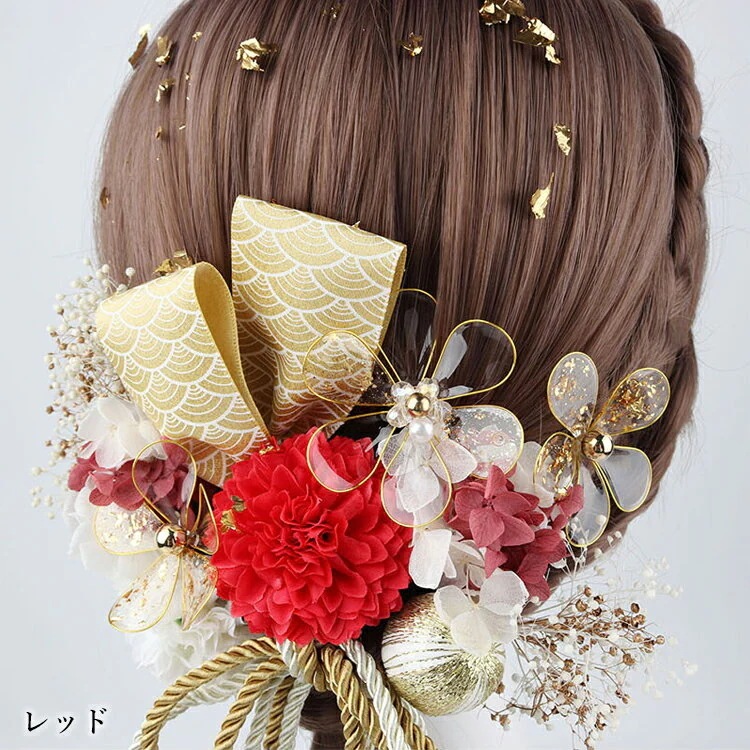 即日発送！15点セット髪飾り つまみ細工 造花 フリンジ ロープリボン Uピン 成人式 振袖 七五三 お花髪飾り 和装 着物 浴衣 髪留め 髪かざり 袴 かんざし 卒業式 入学式 卒園式 入園式_6