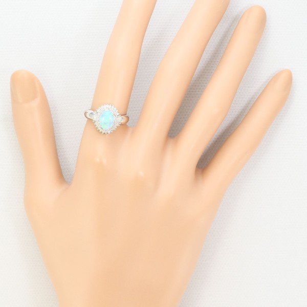 PT900 プラチナ リング 12.5号 オパール 0.61 ダイヤ 0.30 中古 PT900 プラチナ リング 12.5号 オパール 0.61 ダイヤ 0.30 中古