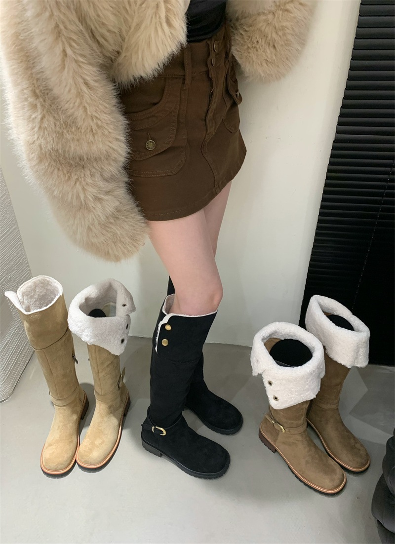 レディース ブーツ ロングブーツ 太ヒール ローヒール もこもこ ボア 美脚 脚長 かわいい 大人可愛い きれいめ シンプル カジュアル 上品 おしゃれ ラブリー キュート ガーリー ラフ クール