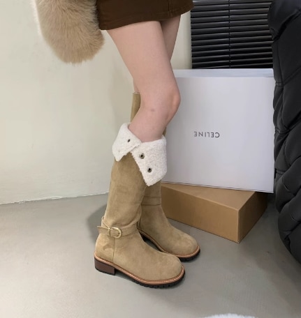 レディース ブーツ ロングブーツ 太ヒール ローヒール もこもこ ボア 美脚 脚長 かわいい 大人可愛い きれいめ シンプル カジュアル 上品 おしゃれ ラブリー キュート ガーリー ラフ クール