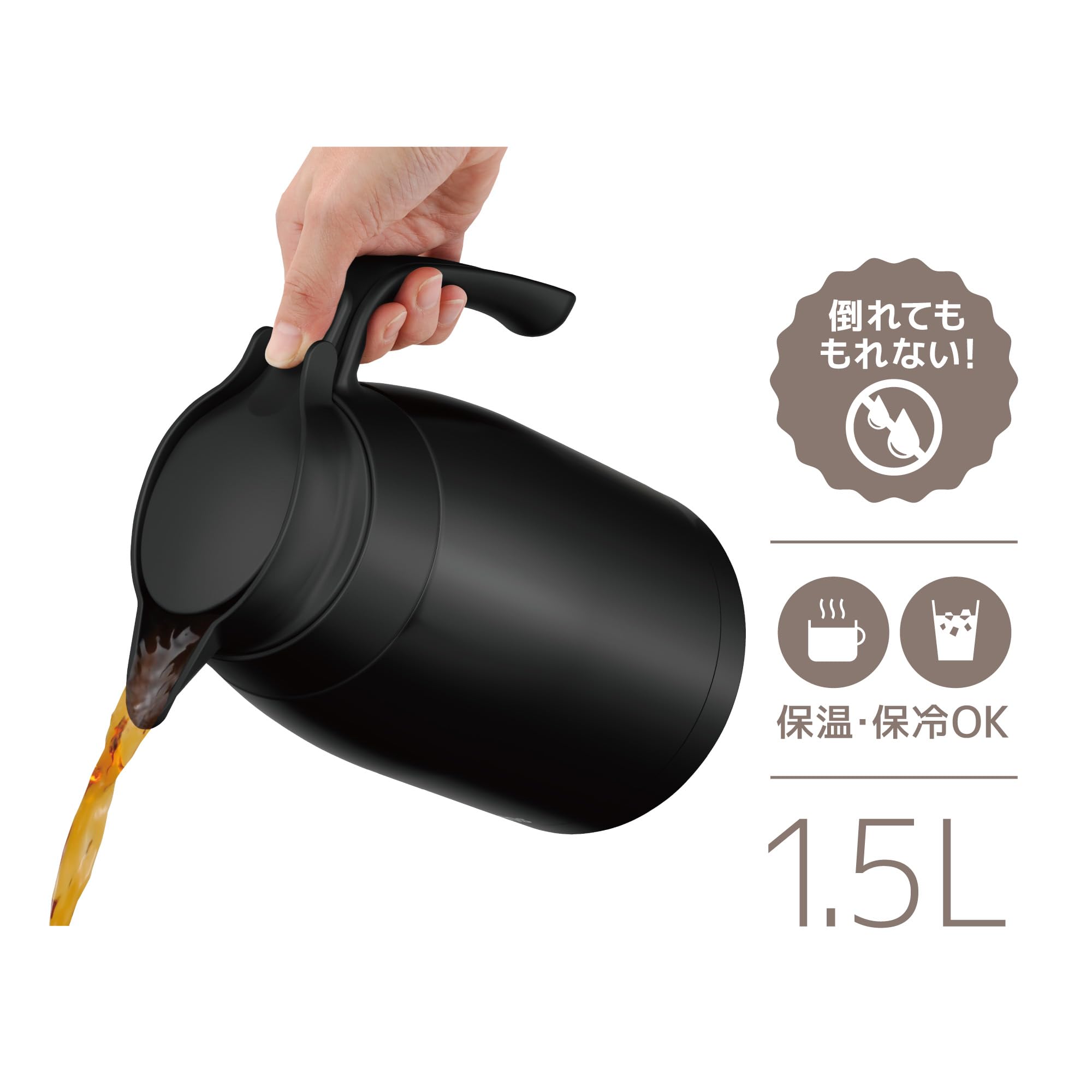 サーモス ステンレスポット 1.5L マットブラック 保温ポット 卓上ポット 魔法びん構造 保温保冷 TTB-1501 MTBK サーモス ステンレスポット 1.5L マットブラック 保温ポット 卓上ポット 魔法びん構造 保温保冷 TTB-1501 MTBK