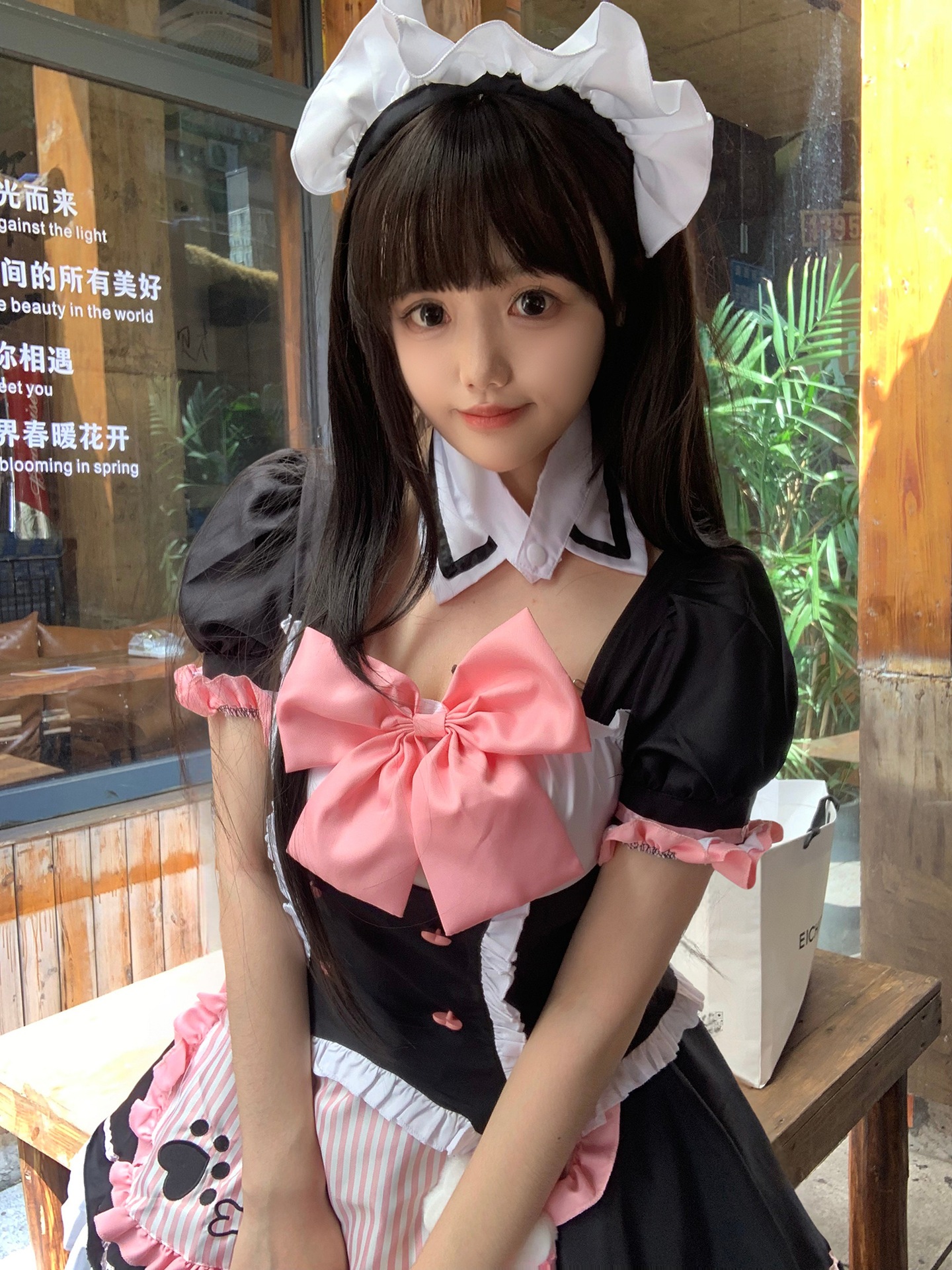 新しいロリータかわいい女装コス猫爪蝶ネクタイ刺繍メイド服ロリータスーツ女性服兄貴クロス