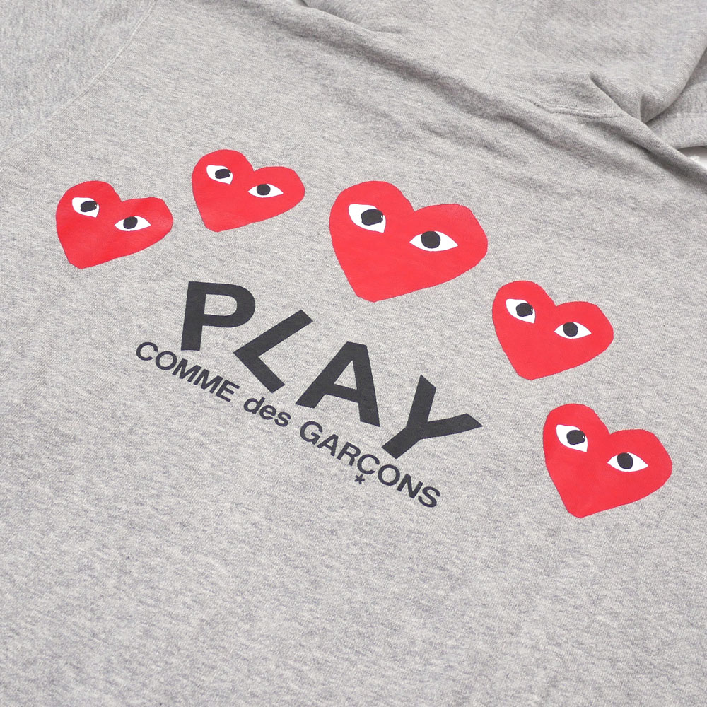 PLAY ギャルソン FIVE RED HEART スウェットパーカー GRAY