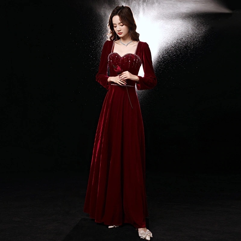 トーストウェア ブライダル ベルベット 2024 夏 スリム 長袖 テクスチャード バーガンディ ウェディング スリム ドレス スカート 女性用 トーストウェア ブライダル ベルベット 2024 夏 スリム 長袖 テクスチャード バーガンディ ウェディング スリム ドレス スカート 女性用