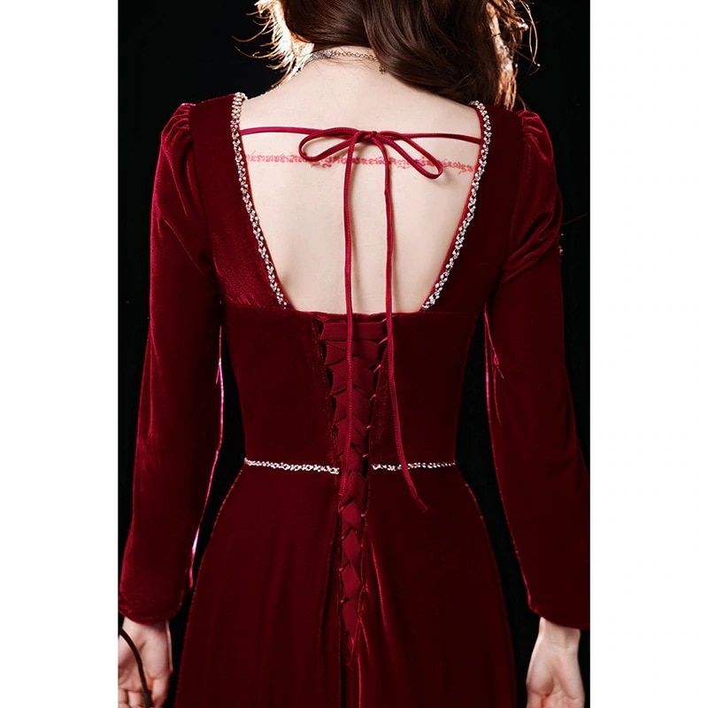 トーストウェア ブライダル ベルベット 2024 夏 スリム 長袖 テクスチャード バーガンディ ウェディング スリム ドレス スカート 女性用 トーストウェア ブライダル ベルベット 2024 夏 スリム 長袖 テクスチャード バーガンディ ウェディング スリム ドレス スカート 女性用