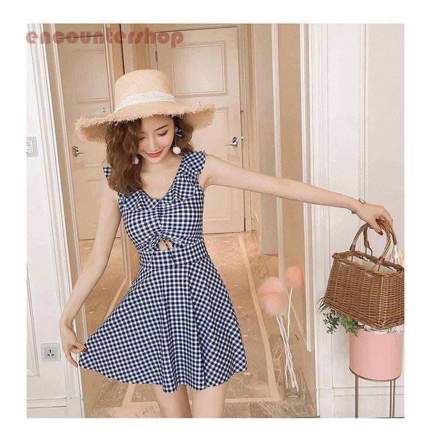 水着 レディース 体型カバー 水着ワンピース型 サロペット水着 半袖 チェック柄Vネック 小胸バンドゥ 40代 オシャレ韓国風 可愛い スイムウェア ママ 水着 レディース 体型カバー 水着ワンピース型 サロペット水着 半袖 チェック柄Vネック 小胸バンドゥ 40代 オシャレ韓国風 可愛い スイムウェア ママ