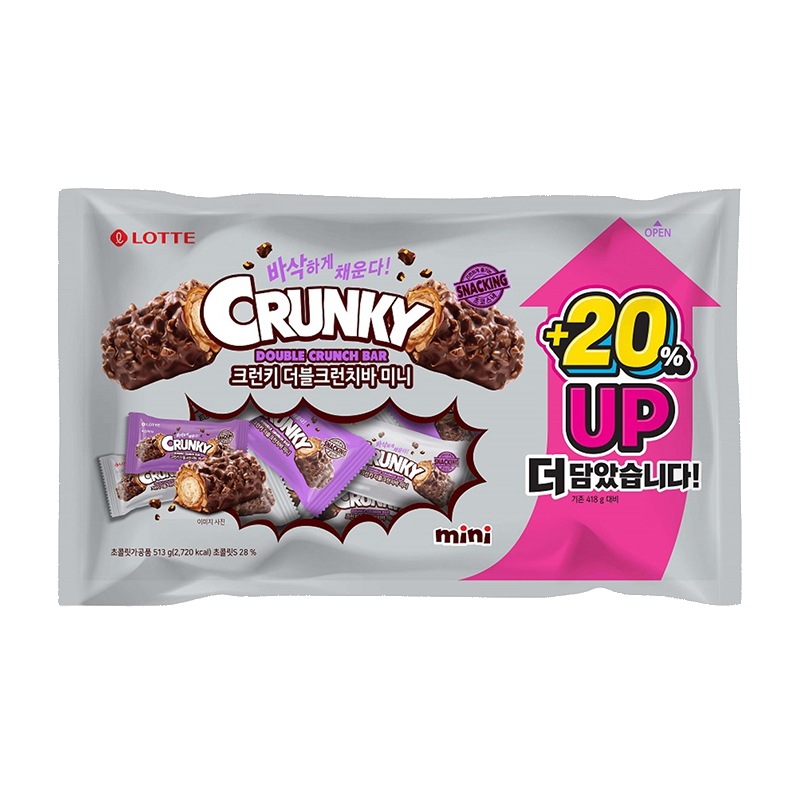 クランキーダブルクランチバーミニ 513g 4袋 大容量セット 韓国人気お菓子 韓国お土産 クランキーダブルクランチバーミニ 513g 4袋 大容量セット 韓国人気お菓子 韓国お土産