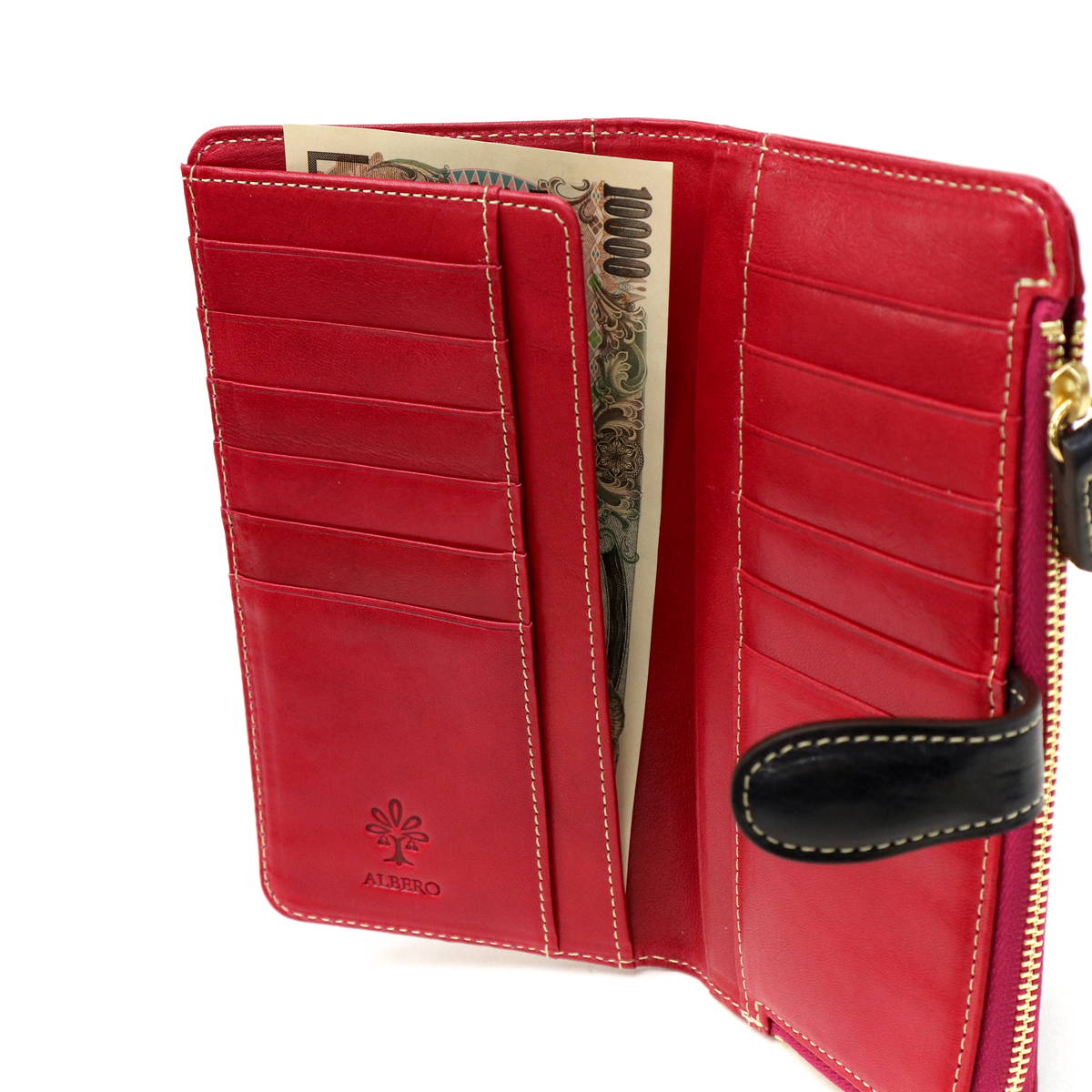 アルベロ 長財布 ALBERO 財布 PIERROT ピエロ 二つ折り 小銭入れ 薄い 薄型 スリム 本革 革 レザー ウォレット おしゃれ かわいい ナチュラル ブランド レディース 6431