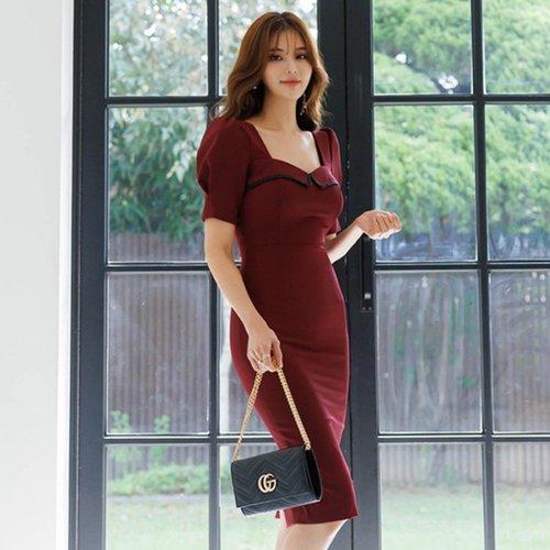 キャバドレス ナイトドレス ミディアムドレス パフスリーブ ワンピース キャバ嬢 キャバクラ ラウンジ 半袖 スクエアネック シック レディース グラシア キャバドレス ナイトドレス ミディアムドレス パフスリーブ ワンピース キャバ嬢 キャバクラ ラウンジ 半袖 スクエアネック シック レディース グラシア