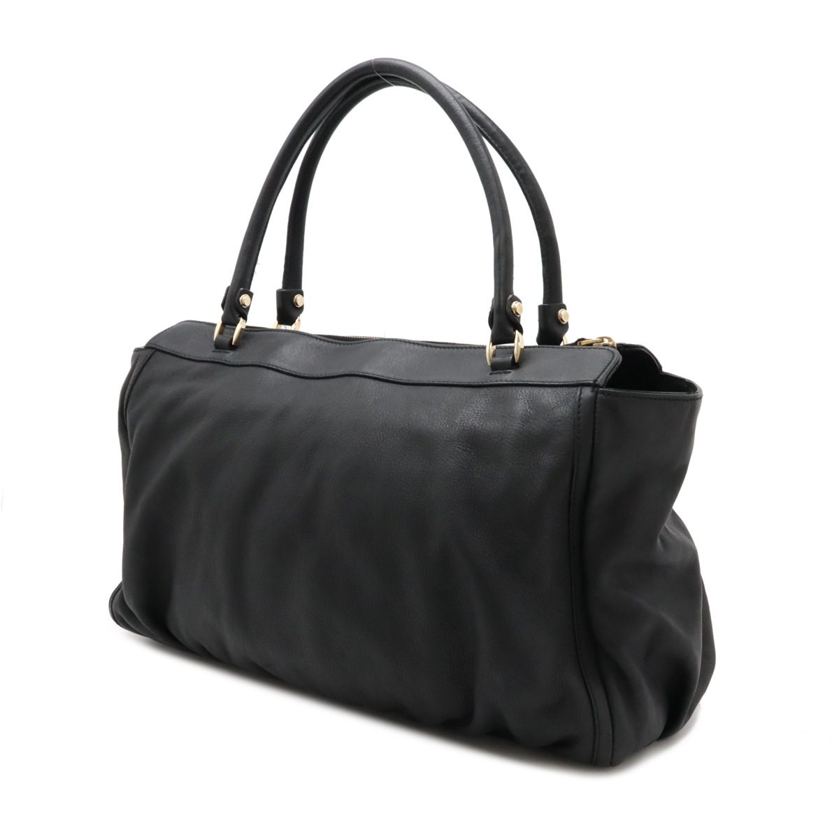 アビー トートバッグ ラージトート ショルダーバッグ セミショルダー レザー ブラック 黒 ゴールド金具 19024