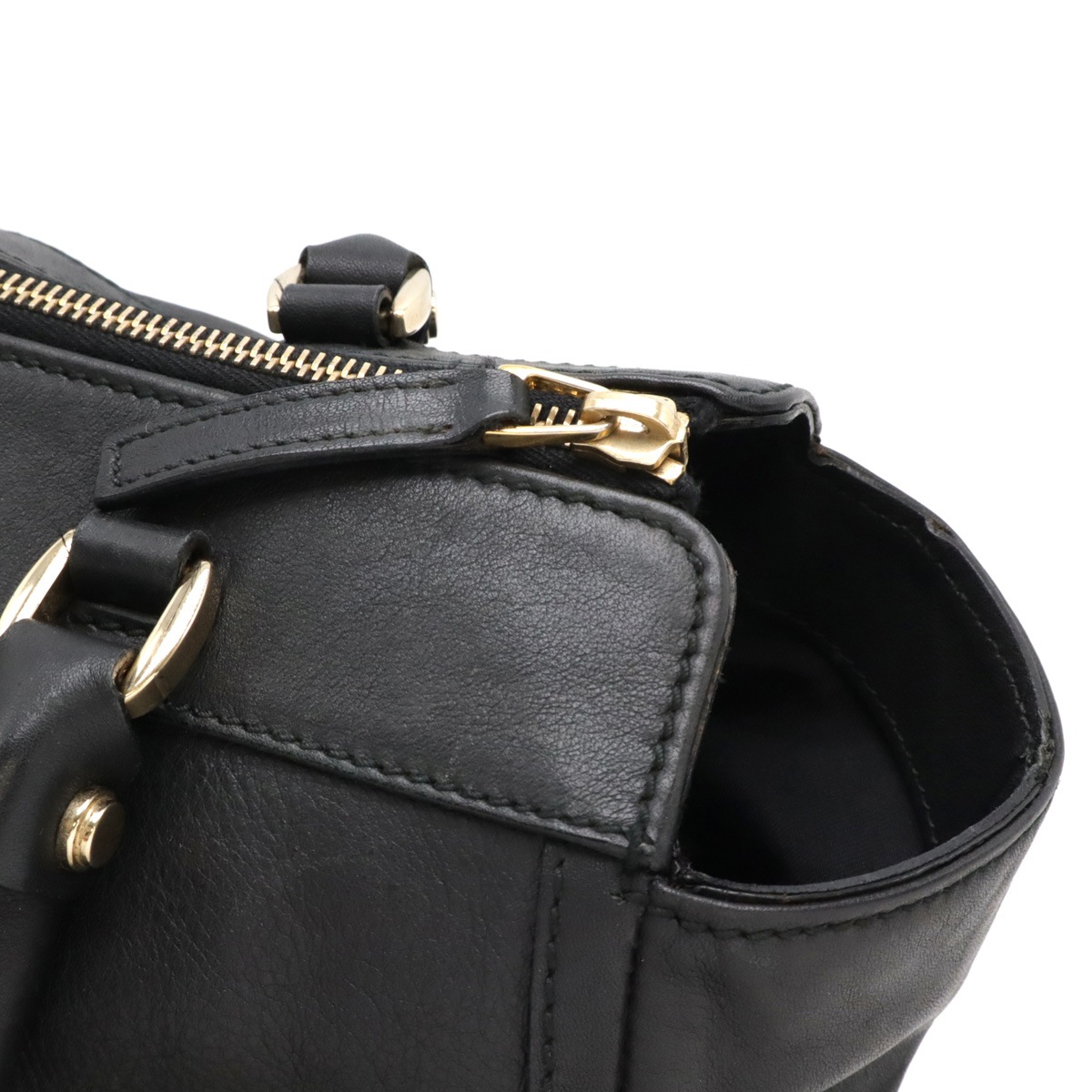 アビー トートバッグ ラージトート ショルダーバッグ セミショルダー レザー ブラック 黒 ゴールド金具 19024