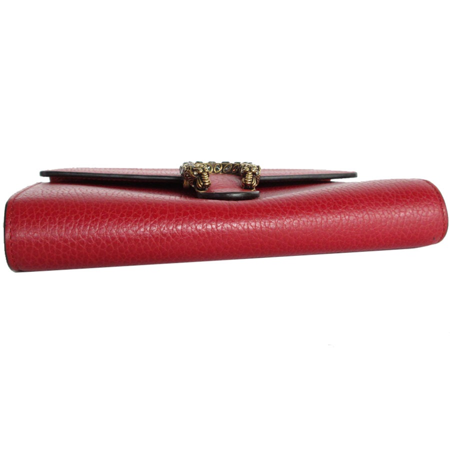 グッチ GUCCI チェーンウォレット デュオニュソス レザー レッド