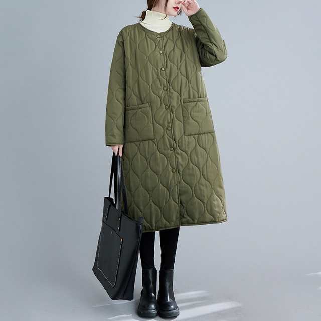 【即納】中綿コート キルティングコート レディース 中綿ジャケット ロング丈 アウター Aライン 軽い ノーカラー 大きいサイズ 【即納】中綿コート キルティングコート レディース 中綿ジャケット ロング丈 アウター Aライン 軽い ノーカラー 大きいサイズ