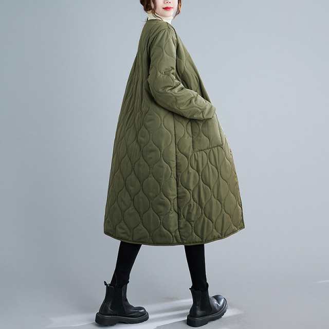 【即納】中綿コート キルティングコート レディース 中綿ジャケット ロング丈 アウター Aライン 軽い ノーカラー 大きいサイズ 【即納】中綿コート キルティングコート レディース 中綿ジャケット ロング丈 アウター Aライン 軽い ノーカラー 大きいサイズ