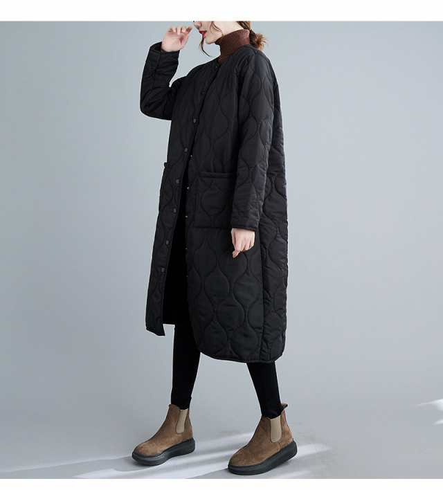 【即納】中綿コート キルティングコート レディース 中綿ジャケット ロング丈 アウター Aライン 軽い ノーカラー 大きいサイズ 【即納】中綿コート キルティングコート レディース 中綿ジャケット ロング丈 アウター Aライン 軽い ノーカラー 大きいサイズ