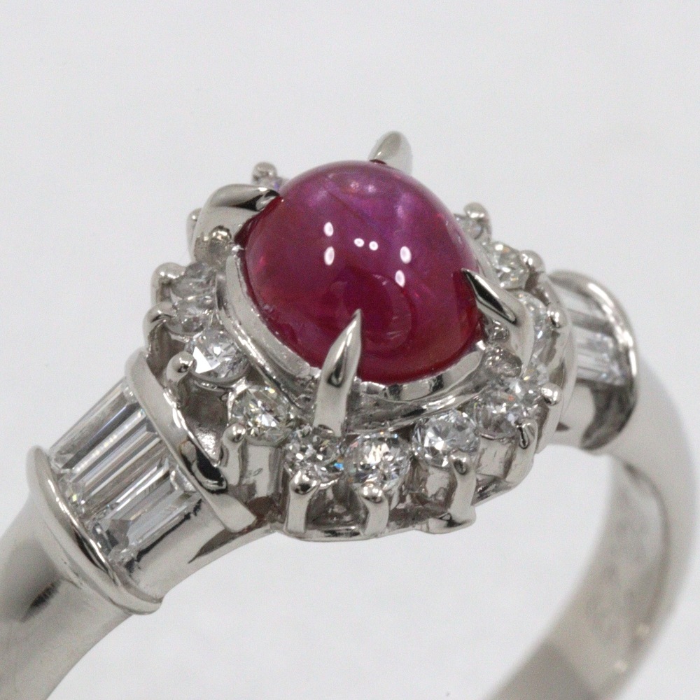 リング・指輪 Pt900プラチナ スタールビー ダイヤモンド 10号 0.93 D0.29 約4.2g レディース 中古品 Aランク