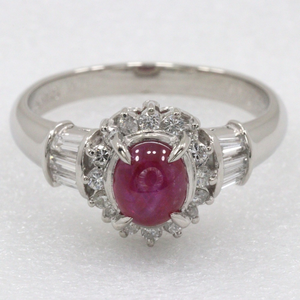 リング・指輪 Pt900プラチナ スタールビー ダイヤモンド 10号 0.93 D0.29 約4.2g レディース 中古品 Aランク