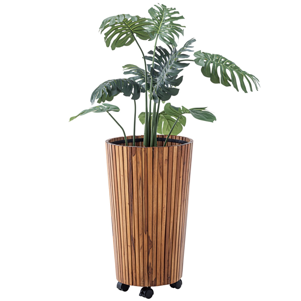 プランター ウッドプランター L 直径39x高さ65cm 植木鉢カバー ポットカバー プランターカバー 鉢入れ 鉢植え かご 9号鉢用 ロング 木製 鉢カバー バスケット 天然木 チーク 植物