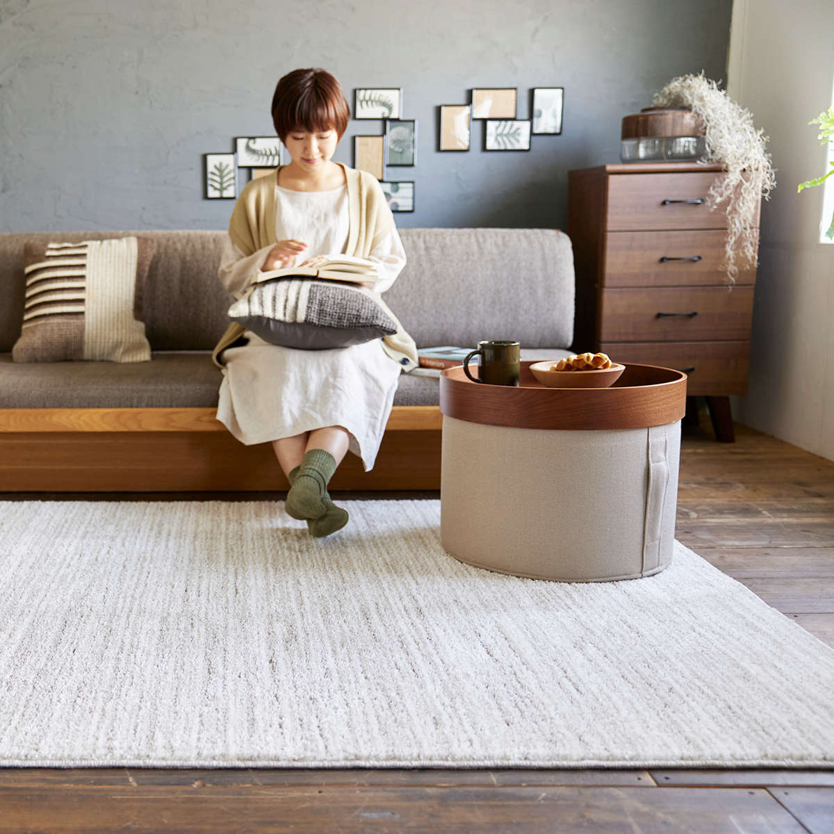 ラグ スミノエ エクリュ 130x190cm 洗える カーペット 絨毯 マット ラグマット 機能ラグ 長方形 1.5畳 防ダニ アレルブロック ホットカーペット対応 床暖対応 すべり止め