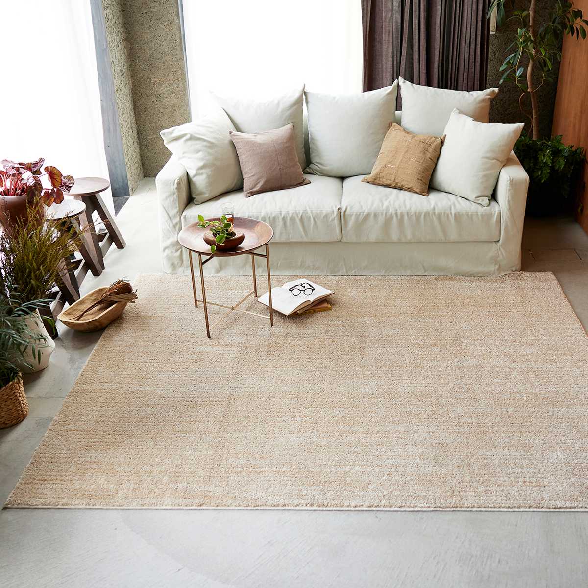 ラグ スミノエ エクリュ 130x190cm 洗える カーペット 絨毯 マット ラグマット 機能ラグ 長方形 1.5畳 防ダニ アレルブロック ホットカーペット対応 床暖対応 すべり止め