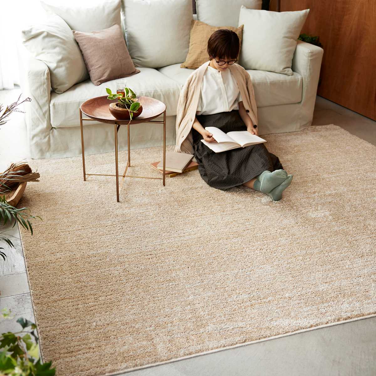 ラグ スミノエ エクリュ 130x190cm 洗える カーペット 絨毯 マット ラグマット 機能ラグ 長方形 1.5畳 防ダニ アレルブロック ホットカーペット対応 床暖対応 すべり止め