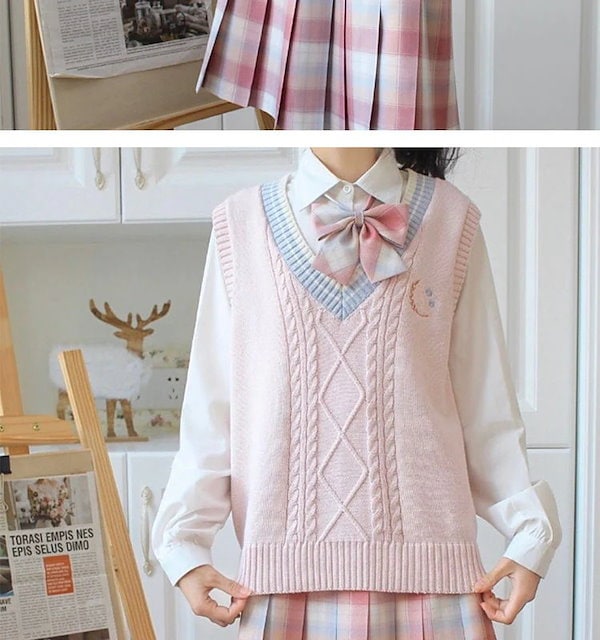 Qoo10] jk制服Xiaochunセーターベストの