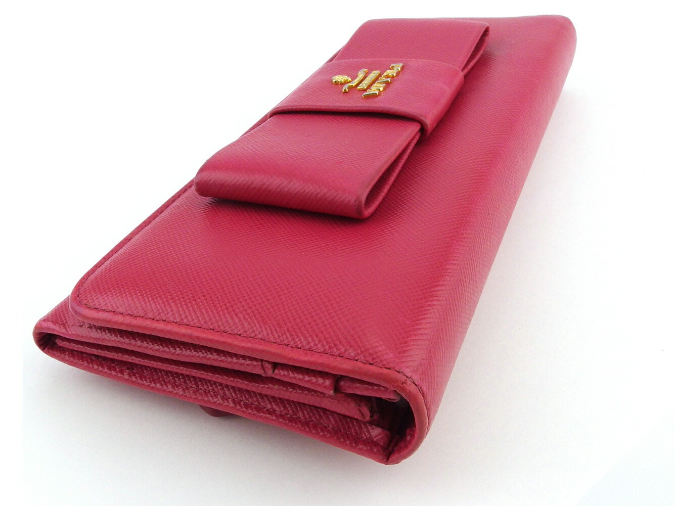 長財布 ファスナー付き 財布 リボン レディース ピンク ゴールド 中古