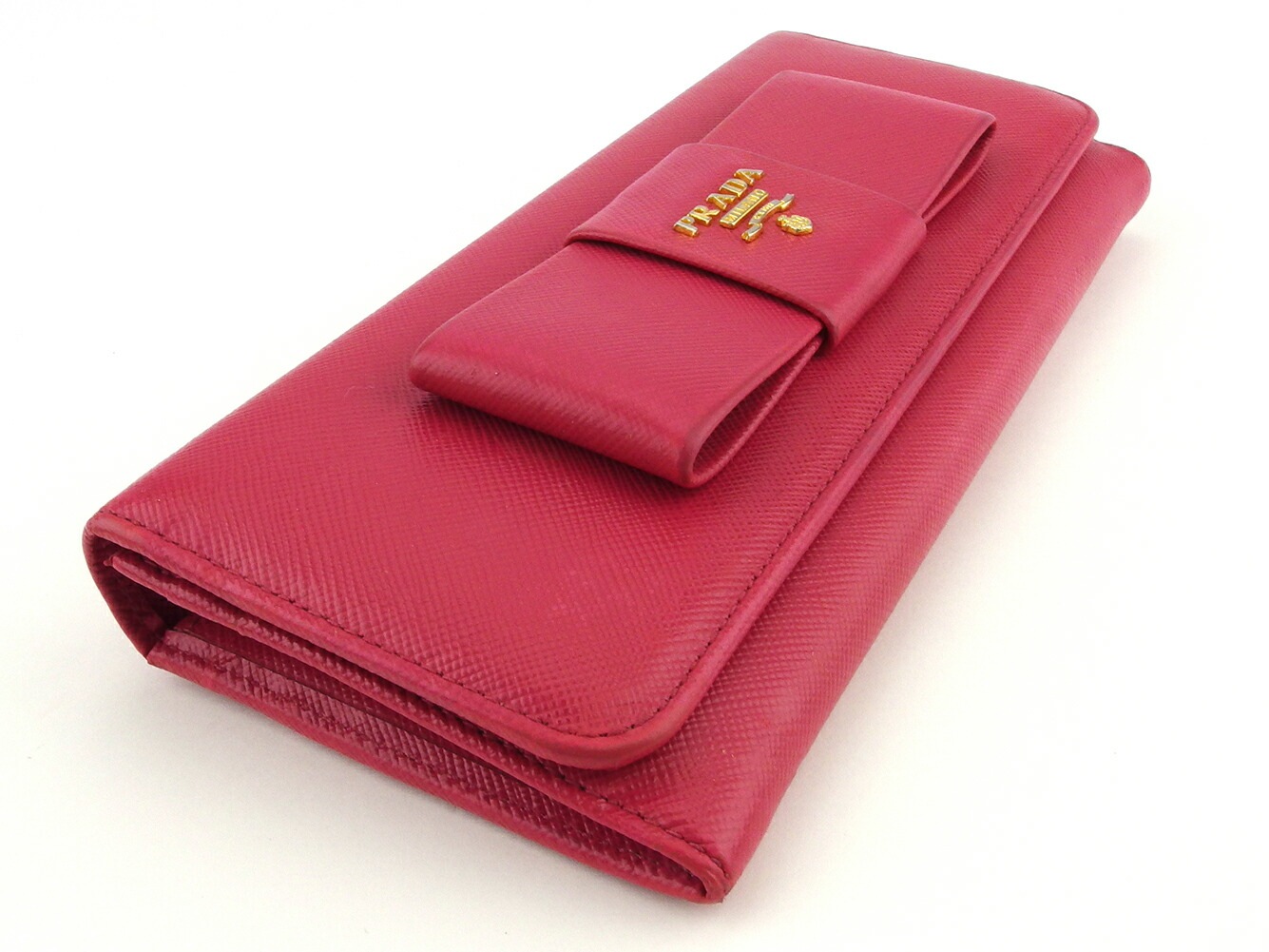 長財布 ファスナー付き 財布 リボン レディース ピンク ゴールド 中古