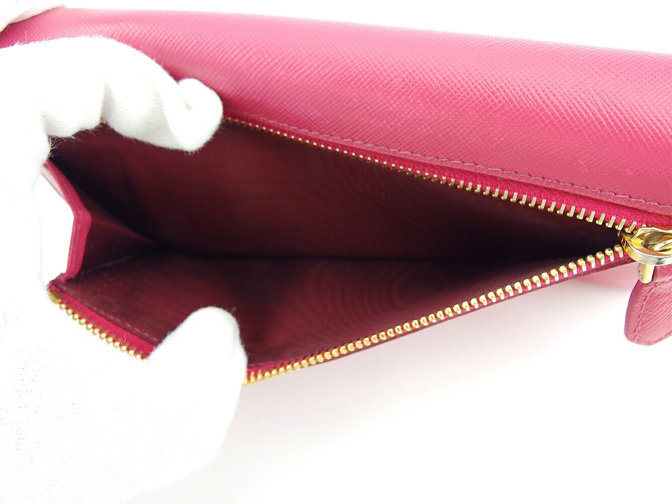 長財布 ファスナー付き 財布 リボン レディース ピンク ゴールド 中古