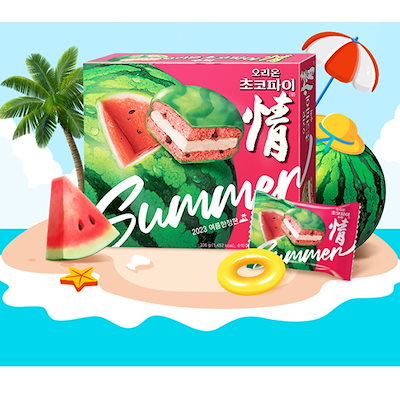 Qoo10] オリオン 情 スイカ チョコパイ28g x 12個 : 食品