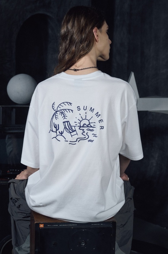 【CPGN STUDIO】23SS★ Wondering Embroidery Short Sleeve Tee CPGN STUDIO】 Summer Ocean Embroidery Short Sleeve Tee T