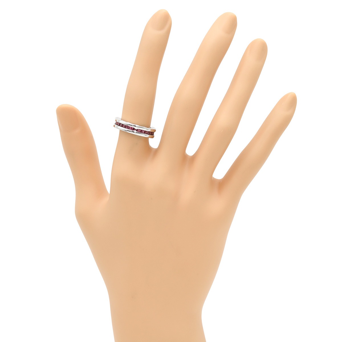 ブルガリ BVLGARI リング 指輪 ビーゼロワン B-zero1 XS ロードライトガーネット 1バンド K18WG ロードライトガーネット ホワイトゴールド #50(JP10) 750WG 18