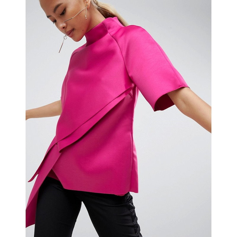 エイソス レディース トップス【ASOS WHITE Satin Tuck Detail Top】Magenta pink エイソス レディース トップス【ASOS WHITE Satin Tuck Detail Top】Magenta pink