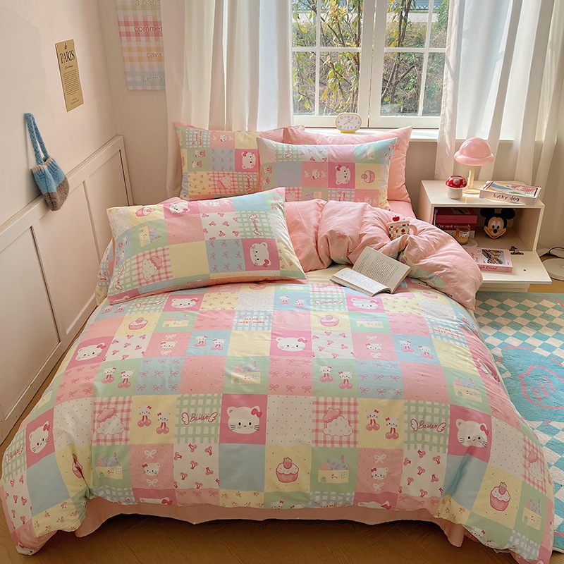 綿4点セット 純綿ツイルプリント寝具3点セット 学生・子供寮用 綿4点セット 純綿ツイルプリント寝具3点セット 学生・子供寮用