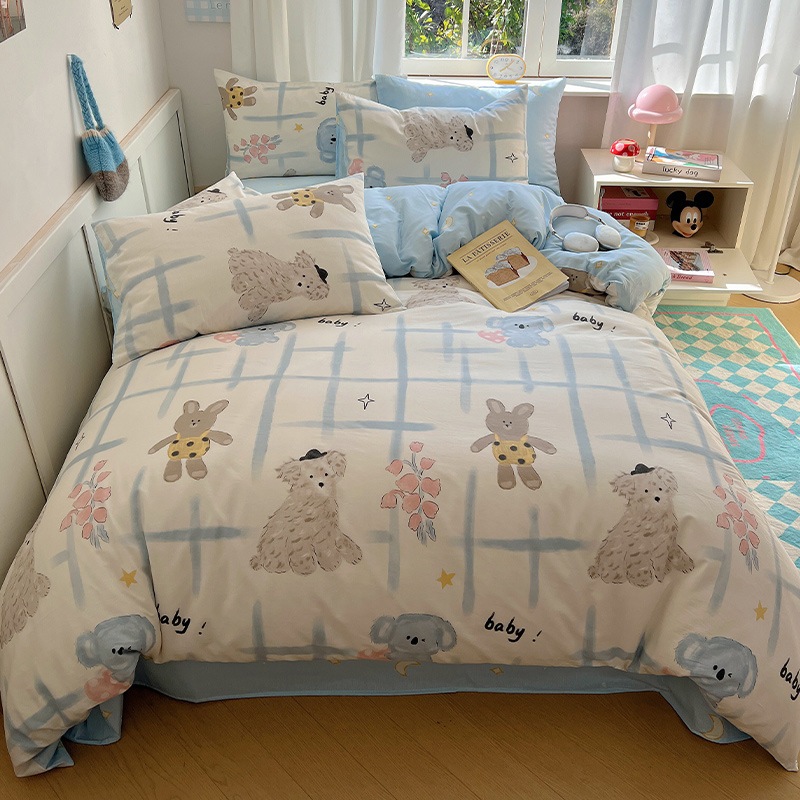 綿4点セット 純綿ツイルプリント寝具3点セット 学生・子供寮用 綿4点セット 純綿ツイルプリント寝具3点セット 学生・子供寮用