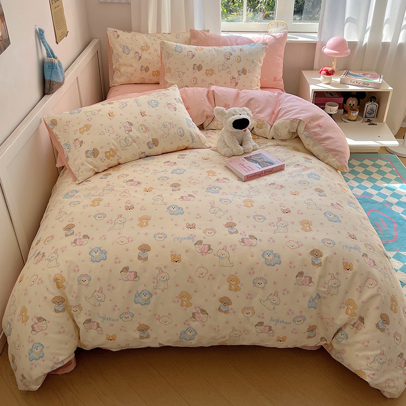 綿4点セット 純綿ツイルプリント寝具3点セット 学生・子供寮用 綿4点セット 純綿ツイルプリント寝具3点セット 学生・子供寮用