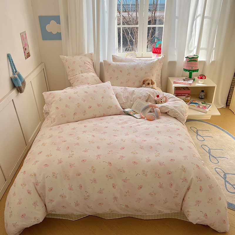 綿4点セット 純綿ツイルプリント寝具3点セット 学生・子供寮用 綿4点セット 純綿ツイルプリント寝具3点セット 学生・子供寮用