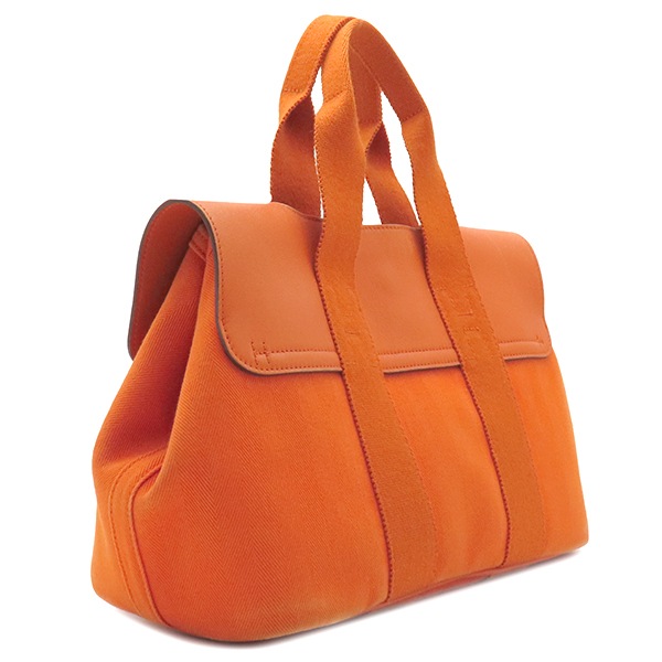 エルメス HERMES ハンドバッグ ヴァルパライソ PM トワルシェブロン レザー オレンジ シルバー金具 G刻印 【保存袋】【中古】