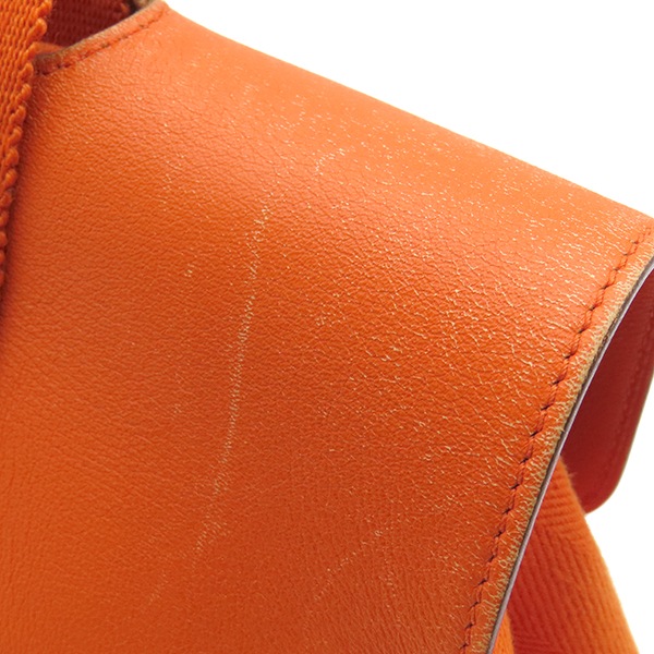 エルメス HERMES ハンドバッグ ヴァルパライソ PM トワルシェブロン レザー オレンジ シルバー金具 G刻印 【保存袋】【中古】