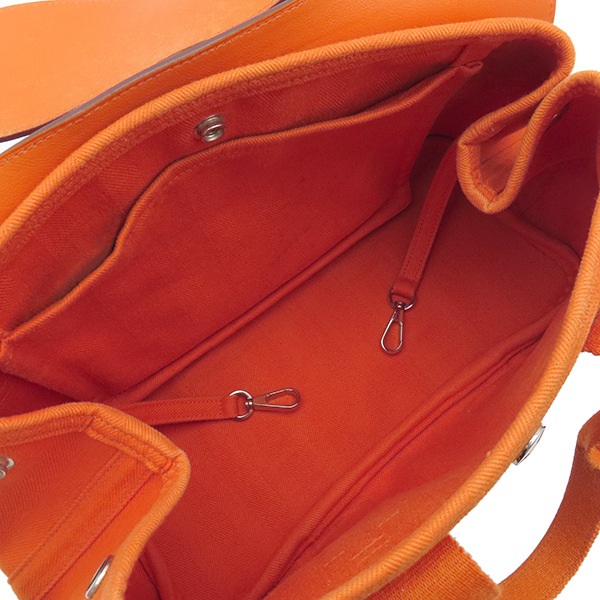 エルメス HERMES ハンドバッグ ヴァルパライソ PM トワルシェブロン レザー オレンジ シルバー金具 G刻印 【保存袋】【中古】