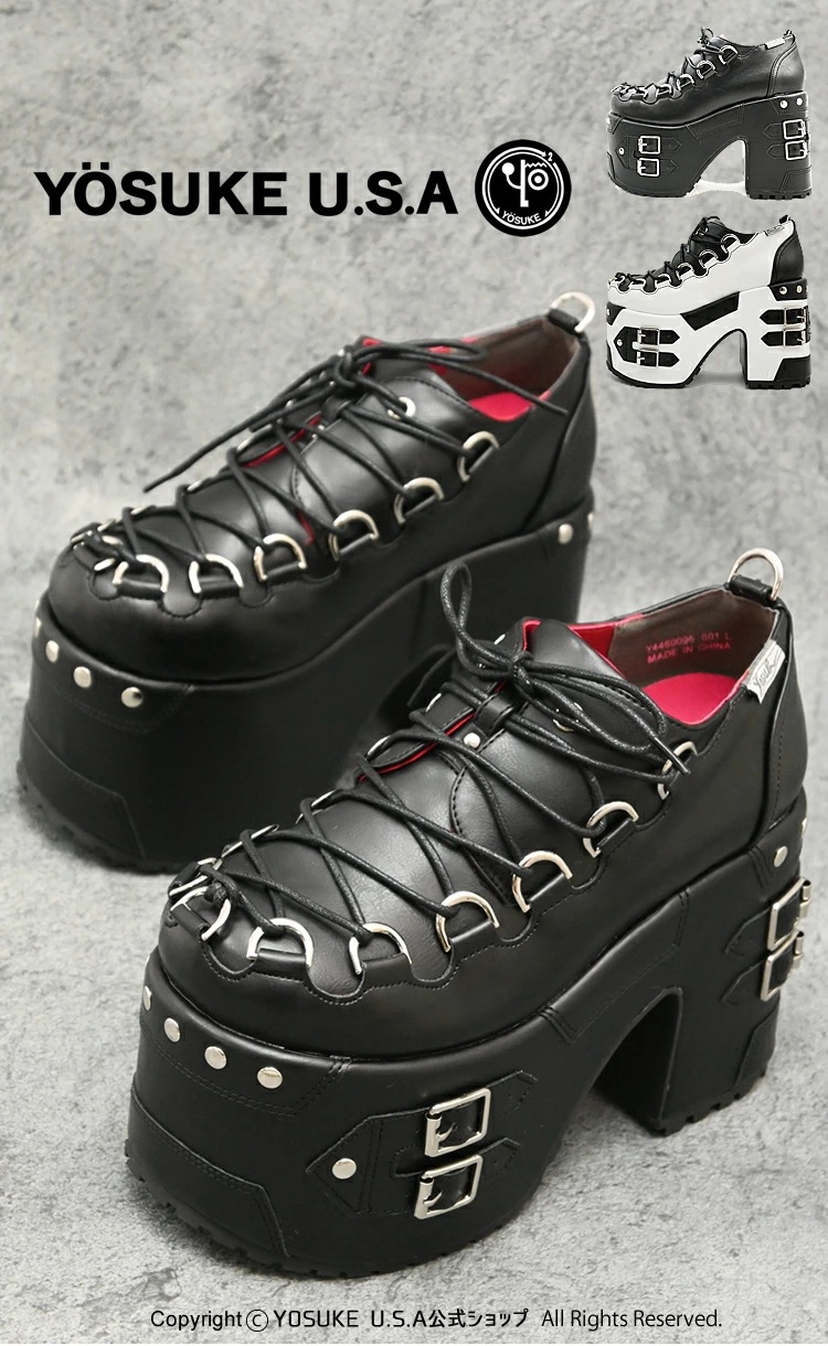 公式SHOP特典キズ補修液付 / 直営SHOP限定 ヨースケ 厚底 レースアップシューズ レディース 厚底ブーツ D管 公式SHOP特典キズ補修液付 / 直営SHOP限定 ヨースケ 厚底 レースアップシューズ レディース 厚底ブーツ D管