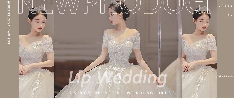 ワンショルダーウェディングドレス花嫁2025スーパードリームプリンセスドレステールシンプル